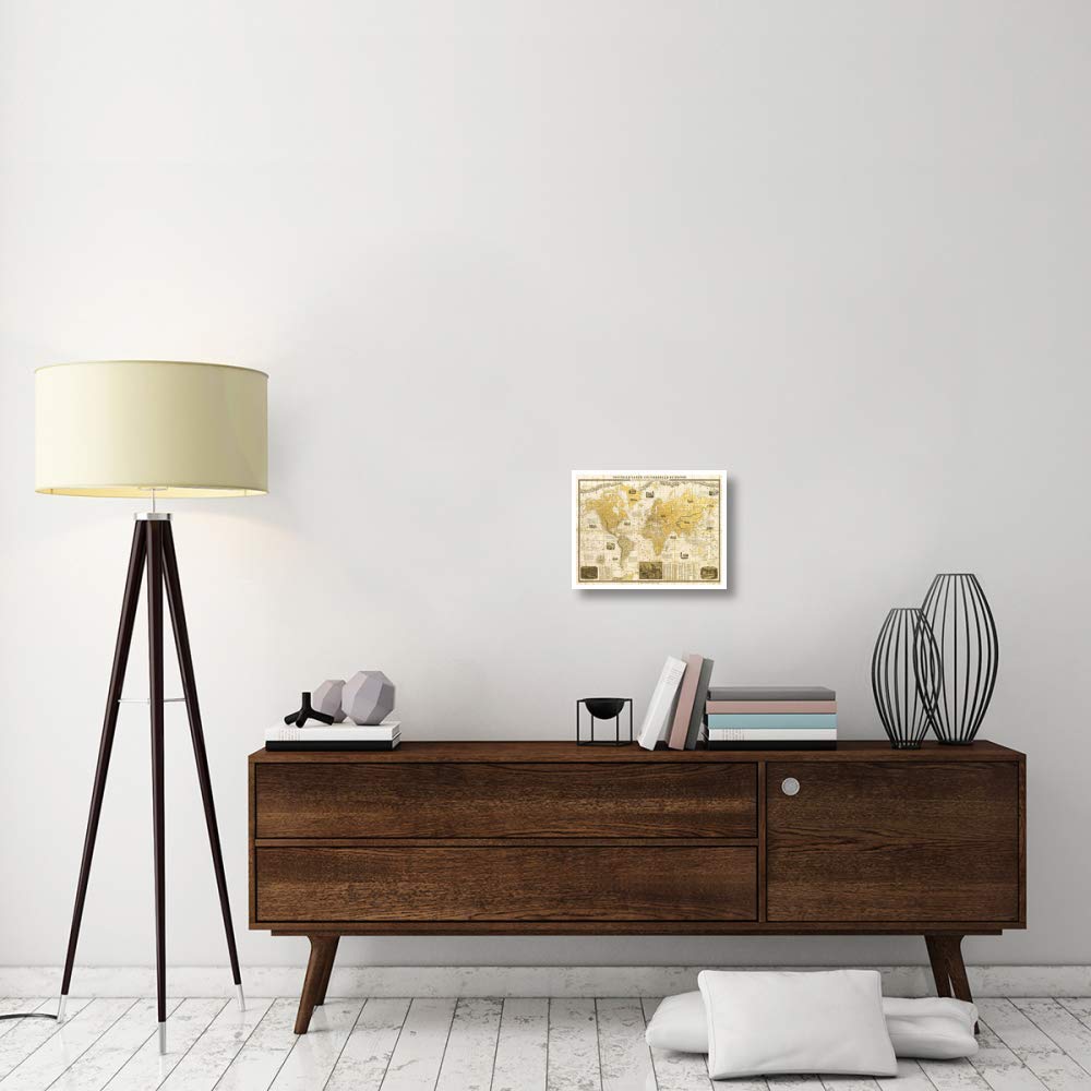 Amazon｜Global Gallery 金メッキ 1859 世界地図 ペーパーアート 18In